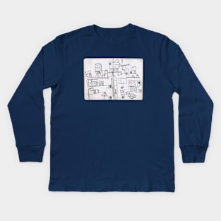 Tel Aviv Israel Sketchbook Architecture Kids Long Sleeve T-Shirt